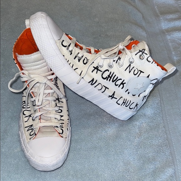 Converse White and Orange High-Top Sneakers - Picture 1 of 6